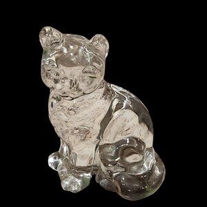 Fenton Glass Cat Figurine Collectible Crystal Sitting Kitty Figurine